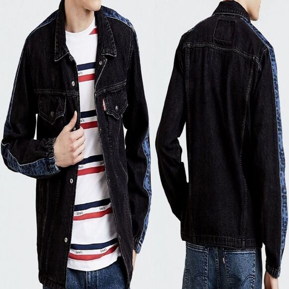 Levi's Premium Oversized Denim Jean Jacket Mens XXL Track Coach Y2K - Picture 1 of 8
